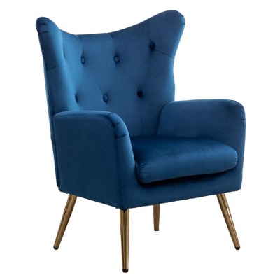 NicBex Velvet Accent Chair,Upholstered Living Room Chairs with Mid-Height Tufted Backrest and Gold Metal Legs,Accent Chairs for Living Room