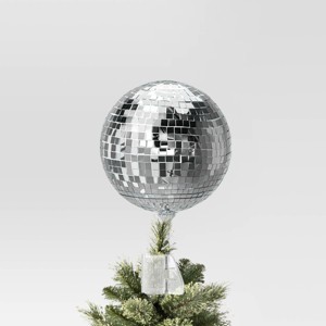 11.25" Mirrored Ball Christmas Tree Topper Silver - Wondershop™ - 1 of 3