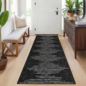 Modern Striped Rug for Living Room, Large Non-Slip Low Pile Diamond Washable Rugs, Stain-Resistant Contemporary Geometric Soft Indoor Carpet - 1 of 4
