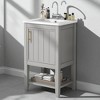 20" Freestanding Bathroom Vanity with Ceramic Sink, Open Shelf, Cabinet Storage & Soft-Close Door, Solid Wood & MDF Construction - 4 of 4