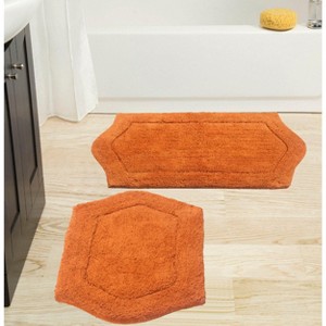 Waterford Collection Tufted Bath Rug, Extra Soft and Absorbent, Non-Slip Plush Bath Carpet, Machine Wash, bath rug for Bathroom, 2 Pcs Set, Terracotta - 1 of 4