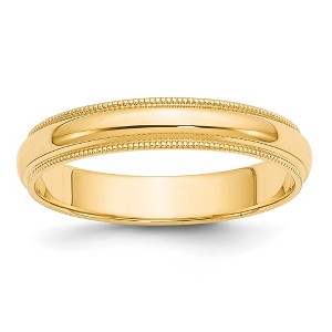 Black Bow Jewelry 4mm 10K Rose, White, or Yellow Gold Half Round Milgrain Standard Band - 1 of 4