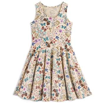 Mightly Girls Fair Trade Organic Cotton Sleeveless Twirl Dress, Botanical Floral