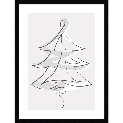Merry Christmas Black and White Wood Framed Wall Art