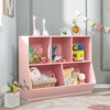 Costway 5-Cubby Kids Toy Storage Organizer Wooden Bookshelf Display Cabinet Natural/White - 2 of 4