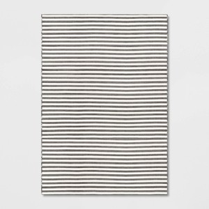 7' x 10' Narrow Wornstripe Woven Outdoor Rug Black - Threshold™ - 1 of 4