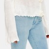 Knit & Lounge Women’s White Knit Cardigan Long Sleeve Floral Button Front Soft Lightweight Sweater Lettuce Hem - 3 of 4