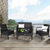 Tangkula Set Of 4 Wicker Patio Conversation Furniture Set Outdoor Rattan Chair and Table Set Patio Furniture Sets w/ Coffee Table & Washable Cushions - 4 of 4