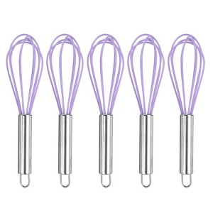 Unique Bargains Silicone Stainless Steel Non-Stick Coated Heat-Resistant Whisk 5 Pcs - 1 of 4