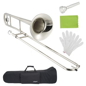 Professional Bb Alto Trombone for Beginners - Nickel-Plated Brass with Hard Case, Mouthpiece, Cloth & Gloves - Accurate Tone & Powerful Sound - 1 of 4