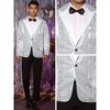 INSPIRE CHIC Men's Peak Lapel Color Block Shiny Sparkle Sequin Blazer - 4 of 4