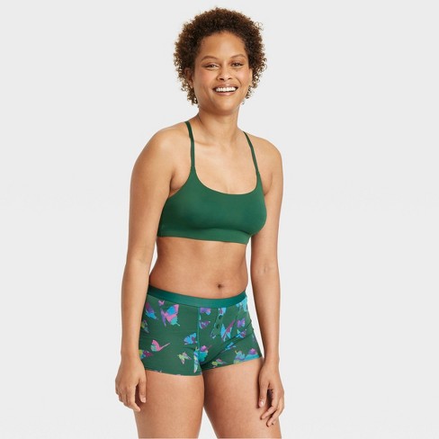 Women's Floral Print Lace Trim Cotton Bikini Underwear - Auden™ Brown Xs :  Target