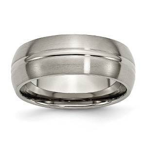 Black Bow Jewelry Titanium, 8mm Grooved Center Domed Standard Fit Band - 1 of 4
