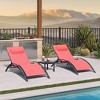 PURPLE LEAF Patio Chaise Lounge Set of 3 Outdoor Lounge Chair Beach Pool Sunbathing Lawn Lounger Recliner Chiar, Side Table Included - 4 of 4
