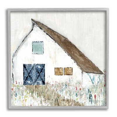 Stupell Industries Abstract Countryside White Barn Framed Giclee