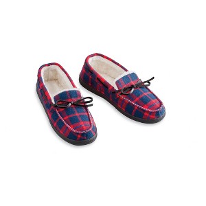 Collections Etc Plaid Moccasin Slippers - 1 of 4