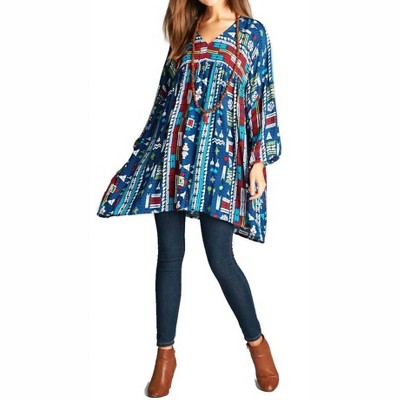 Women's Geometric V-Neck Dress - Velzera