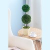 Gulches D7x22"H Two-Tiered Faux Boxwood Sphere Topiary in Cream Pot - 2 of 4