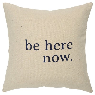 'Be Here Now' Poly Filled Throw Pillow Black - Rizzy Home