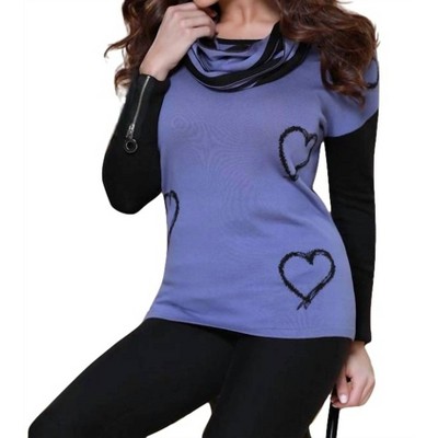 Women's Hearts Pullover W/ Infinity Scarf - ANGEL