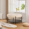 KWPZQEB Upholstered Faux Fur Fabric Ottoman Coffee Table, Padded Bench with Wood Shelf for Living Room Bedroom - 3 of 4