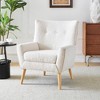 Mid-Century Modern Granular Plush Fabric Button-Tufted Accent Chair with Rubber Wood Legs and High Rebound Cushion - 3 of 4