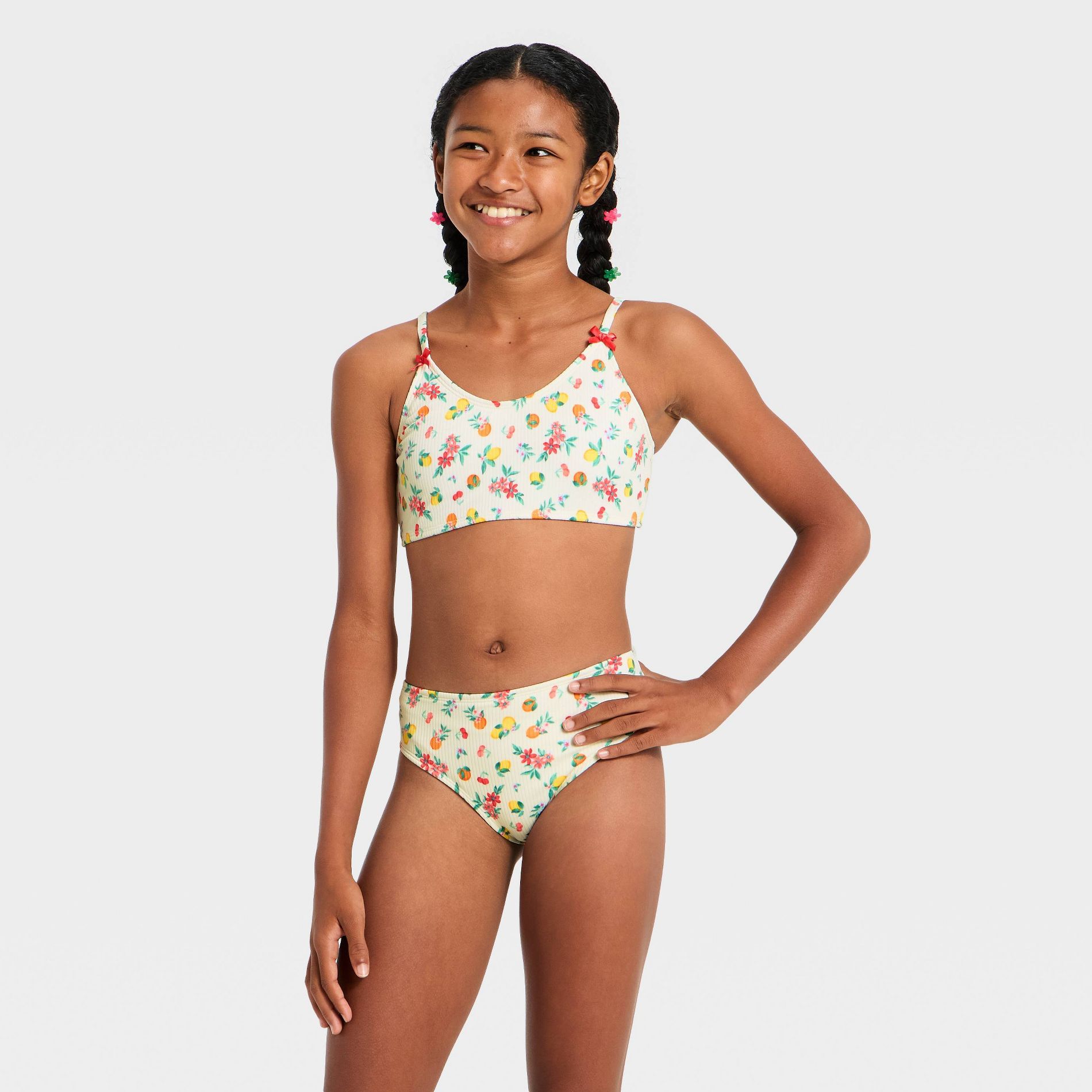 Girls' Citrus Garden Bikini Set - art class™ Cream