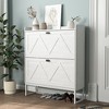 Resenkos Entryway Shoe Storage Cabinet with 2 Flip Drawers, Freestanding Shoe Cabinet Organizer with Open Storage, Narrow Farmhouse Shoe Rack with - 2 of 4