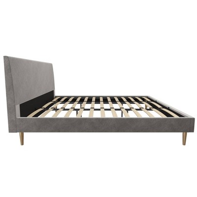 Daphne King-Sized Light Gray Velvet Upholstered Bed with Tufted Headboard