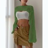 Womens Cropped Sweater Crochet Knit Crop Tops See Through Knit Sweater Beach Cover Ups - 3 of 4