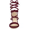 Allegra K Women's Faux Velvet Open Toe Strappy Lace-Up Chunky Heel Sandals - 2 of 4