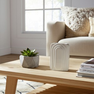 Sagebrook Home 7" Dolomite Rectangle Vase Contemporary Etched Arch Decorative Table Vase - 1 of 4