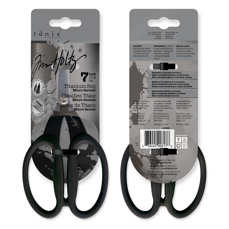 Tim Holtz Small Titanium Scissors - 7 Inch Mini Snips with Micro Serrated Blade - Non Stick Craft Tool for Cutting Paper, Fabric, and Sewing - Black, 3 of 5
