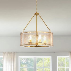 DORESshop 5-Light Bronze Drum Chandelier with Glass Shade and E12 Base for Dining Room or Entryway, No Bulbs Included - 1 of 4