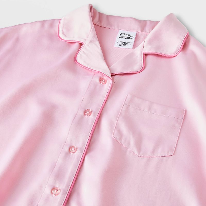 Girls' 2pc Satin Short Sleeve Button Up Pajama Set - art class™, 4 of 6