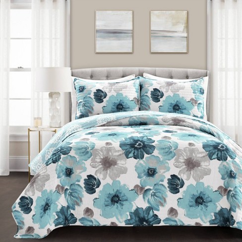 Lush Decor Tanisha Reversible Quilt Navy/White King Set (3-Piece