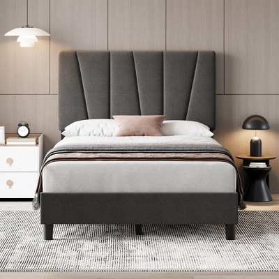 Twin/Full/Queen/King Size Bed Frame with Adjustable Headboard