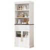 70" Tall Storage Cabinet with Drawer & 2 Glass Doors and 3 Shelves，Wood Display Cabinets - 2 of 4