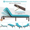 2PC Patio Rattan Lounge Chair Chaise Recliner Back Adjustable W/Wheels Cushioned Turquoise\White - image 3 of 4