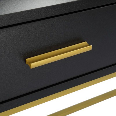 Black Particle Board Steel Shelf Two Drawers Three Shelves Three Tone Light Luxury Style Dressing Table Set