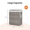 Mr Ironstone Laundry Basket with Lid, 90 L Hand-Woven Pp Rattan Laundry Basket with Compartments & Handles, Foldable, Removable Liner, Gray - 4 of 4