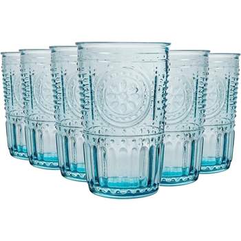 Bormioli Rocco 335944GRS021522 Romantic Cooler Glass, Set of 4, 16 oz, Light Blue