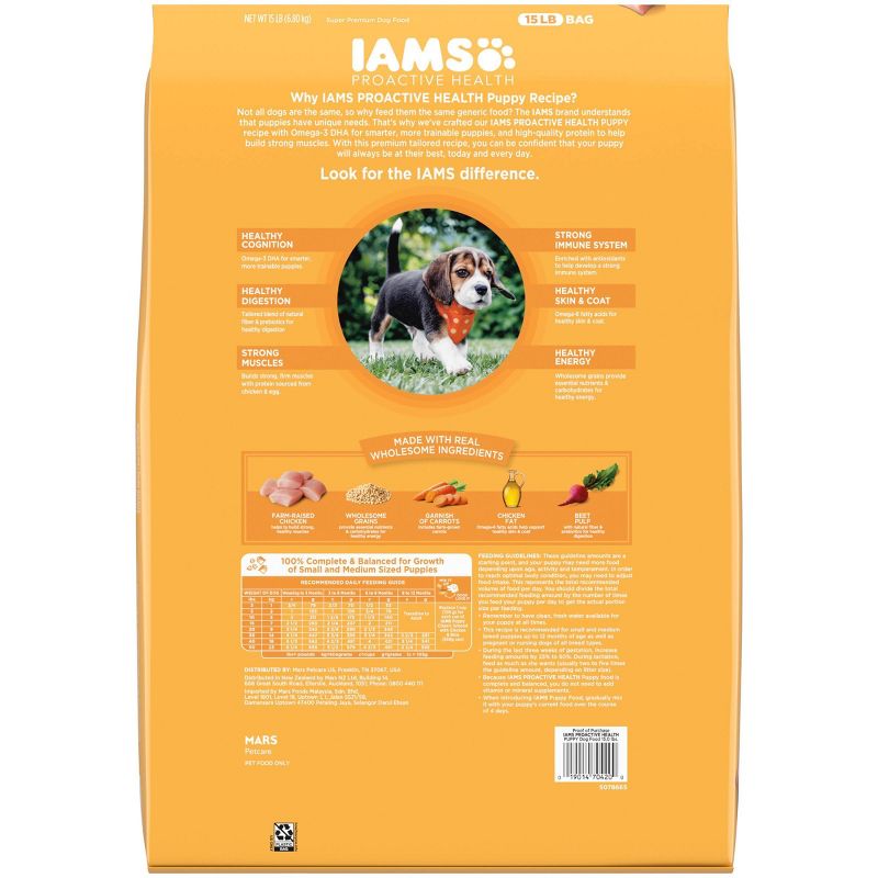 IAMS Proactive Health Chicken & Whole Grains Recipe Puppy Premium Dry Dog Food, 3 of 12