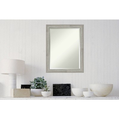 Rustic Weathered Grey Woodgrain Rectangular Bathroom Vanity Mirror