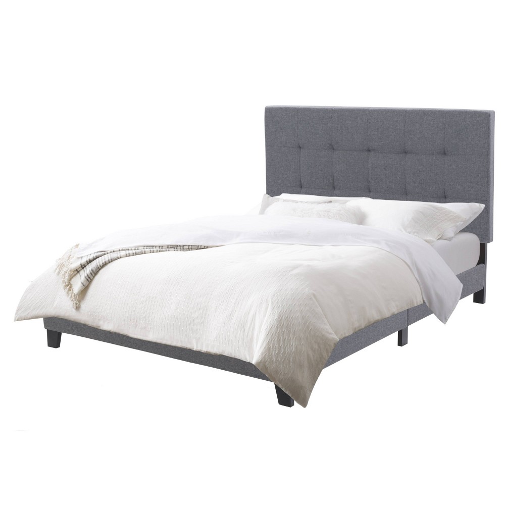 Photos - Bed Frame CorLiving Full Ellery Fabric Tufted Bed Gray  