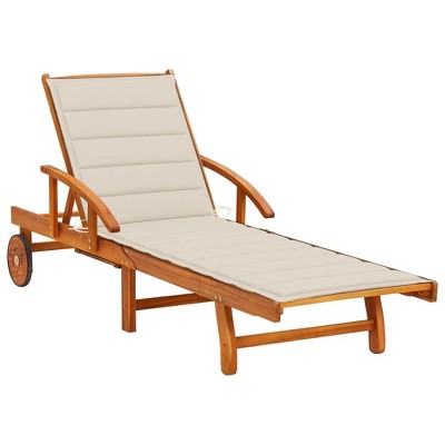 Solid Acacia wood Sunlounger vidaXL