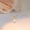 Plated Pearl Pendant Necklace - HTUTWOO™  18K Gold Pendant Necklace, for Everyday Birthday Holidays Gifts - 3 of 4
