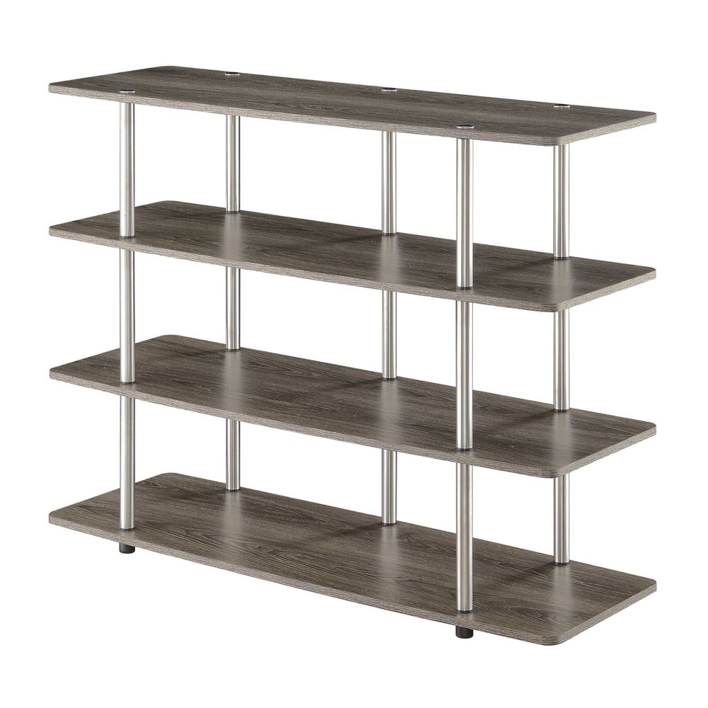 Breighton Home Designs2Go No Tools XL Highboy 4 Tier TV Stand for TVs up to 55 Inches in Weathered Gray