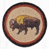 Earth Rugs Buffalo Printed Round Trivet – 10"x10" Braided Jute Hot Pad with Rustic Wildlife Design - 2 of 3