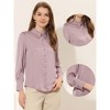 INSPIRE CHIC Women's Puff Long Sleeve Point Collar Vintage Button Work Satin Shirt - 2 of 4